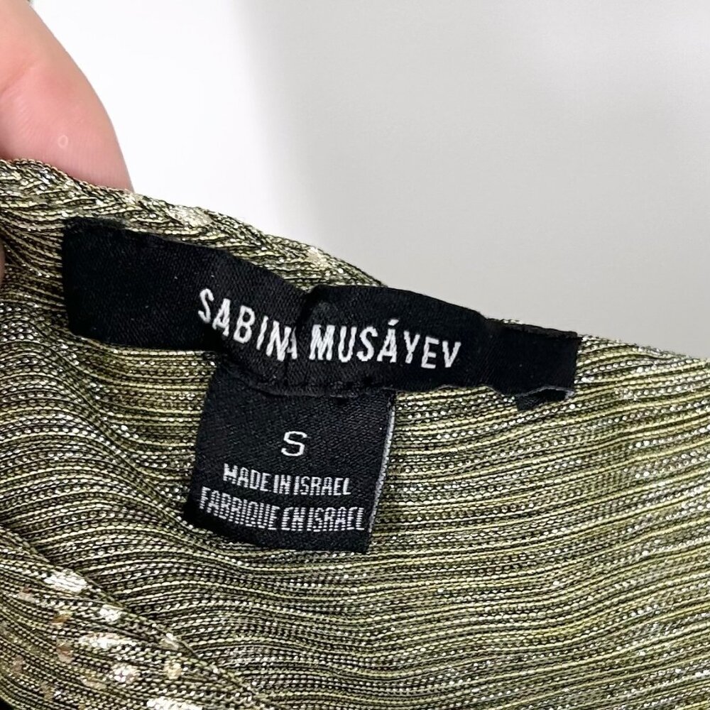 Sabina Musayev Melissa Green Metallic Ruched One Shoulder Maxi Dress - Picture 5 of 7